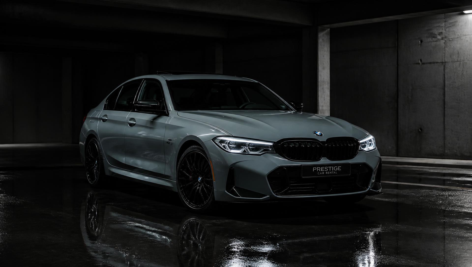 Nardo Grey BMW M340i performance saloon available to rent from PCR